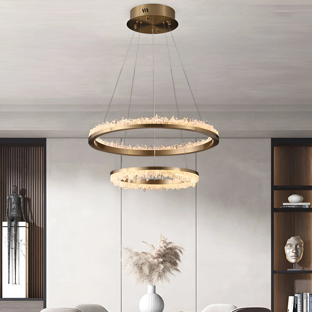 Cervine Quartz Stone Minimalistic Crystal Quartz Chandelier