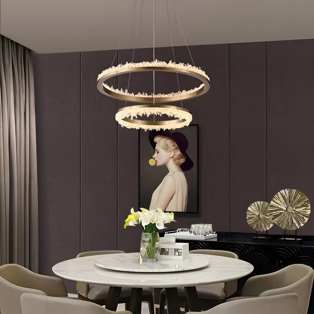 Cervine Quartz Stone Minimalistic Crystal Quartz Chandelier