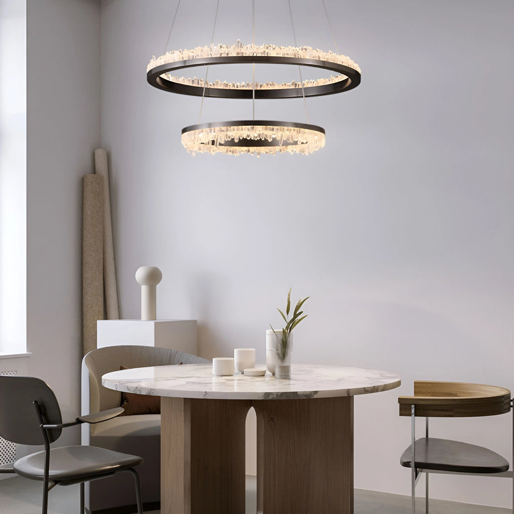 Cervine Quartz Stone Minimalistic Crystal Quartz Chandelier