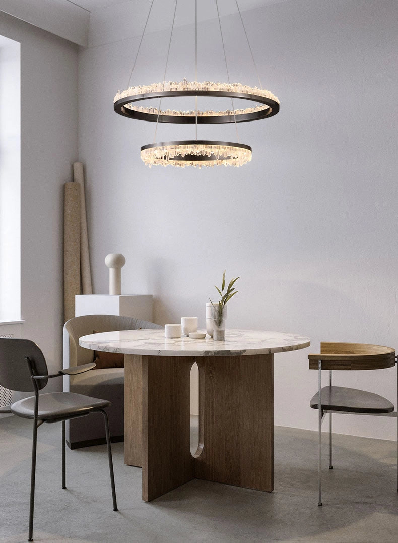 Cervine Quartz Stone Minimalistic Crystal Quartz Chandelier