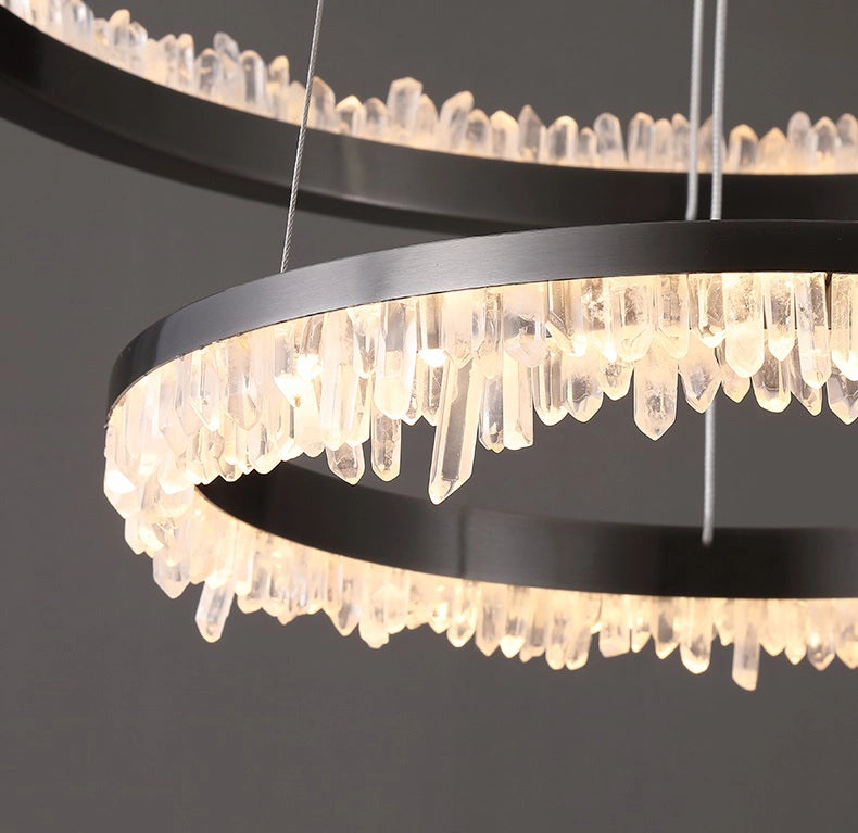 Cervine Quartz Stone Minimalistic Crystal Quartz Chandelier