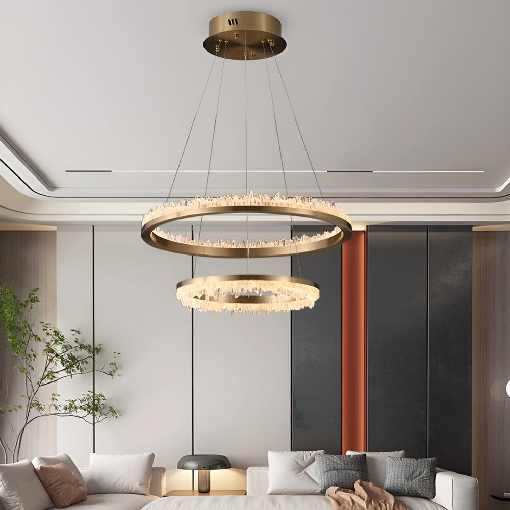 Cervine Quartz Stone Minimalistic Crystal Quartz Chandelier