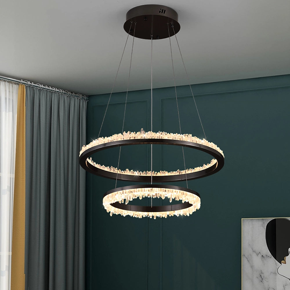Cervine Quartz Stone Minimalistic Crystal Quartz Chandelier