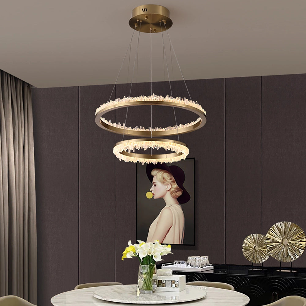 Cervine Quartz Stone Minimalistic Crystal Quartz Chandelier