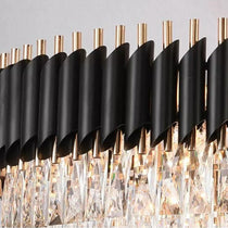 Modern Black Iron Crystal Chandelier For Foyer Staircase Luxurious Design Ceiling Light Fixture