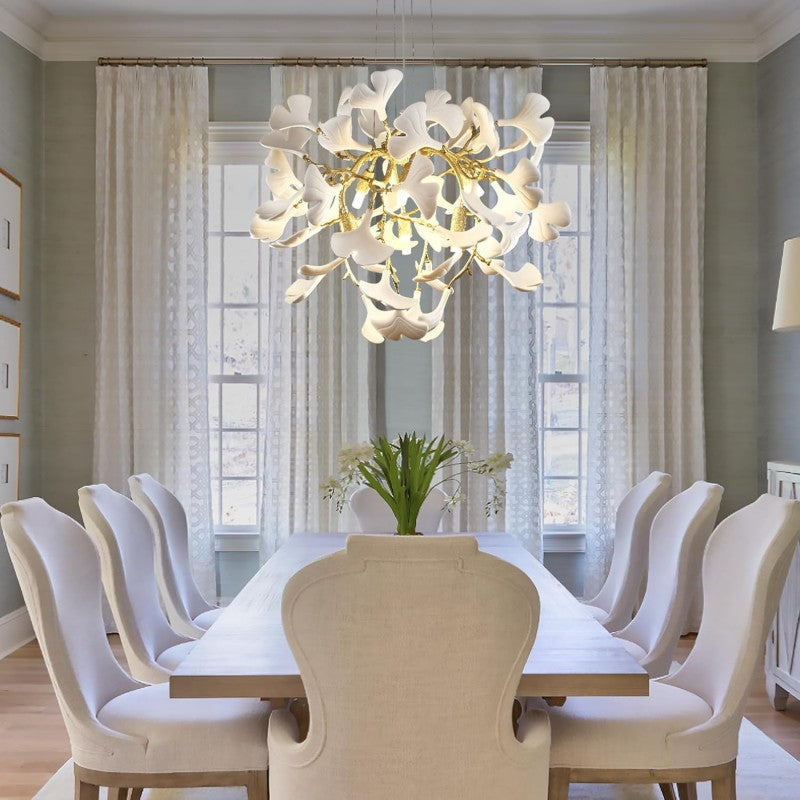 Modern Ceramic Ginkgo Leaf Branches Chandelier