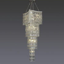 Extra Large Foyer Vertical Layers K9 Crystal Chandelier Chrome Ceiling Lighting Fixture For Staircase Entryway Decor