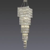Extra Large Foyer Vertical Layers K9 Crystal Chandelier Chrome Ceiling Lighting Fixture For Staircase Entryway Decor