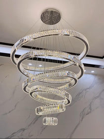 Modern Front Entryway Chandelier 3/4/5/6/7 Rings Crystal Gold/ Chrome Finish Ceiling Lamp