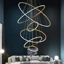 Multi Rings Modern Staircase Chandelier