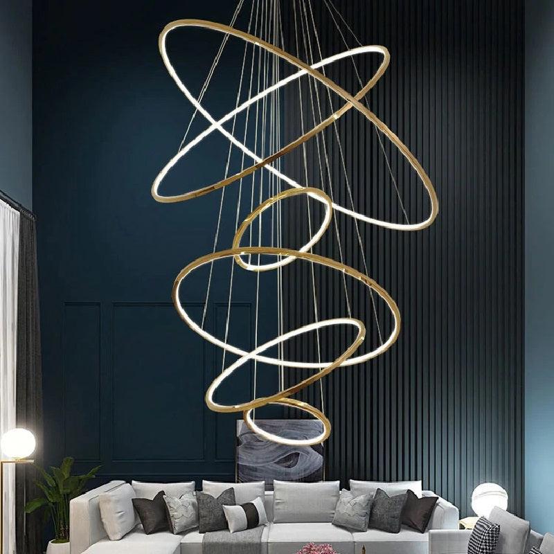 Multi Rings Modern Staircase Chandelier