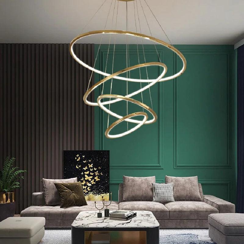 Multi Rings Modern Staircase Chandelier