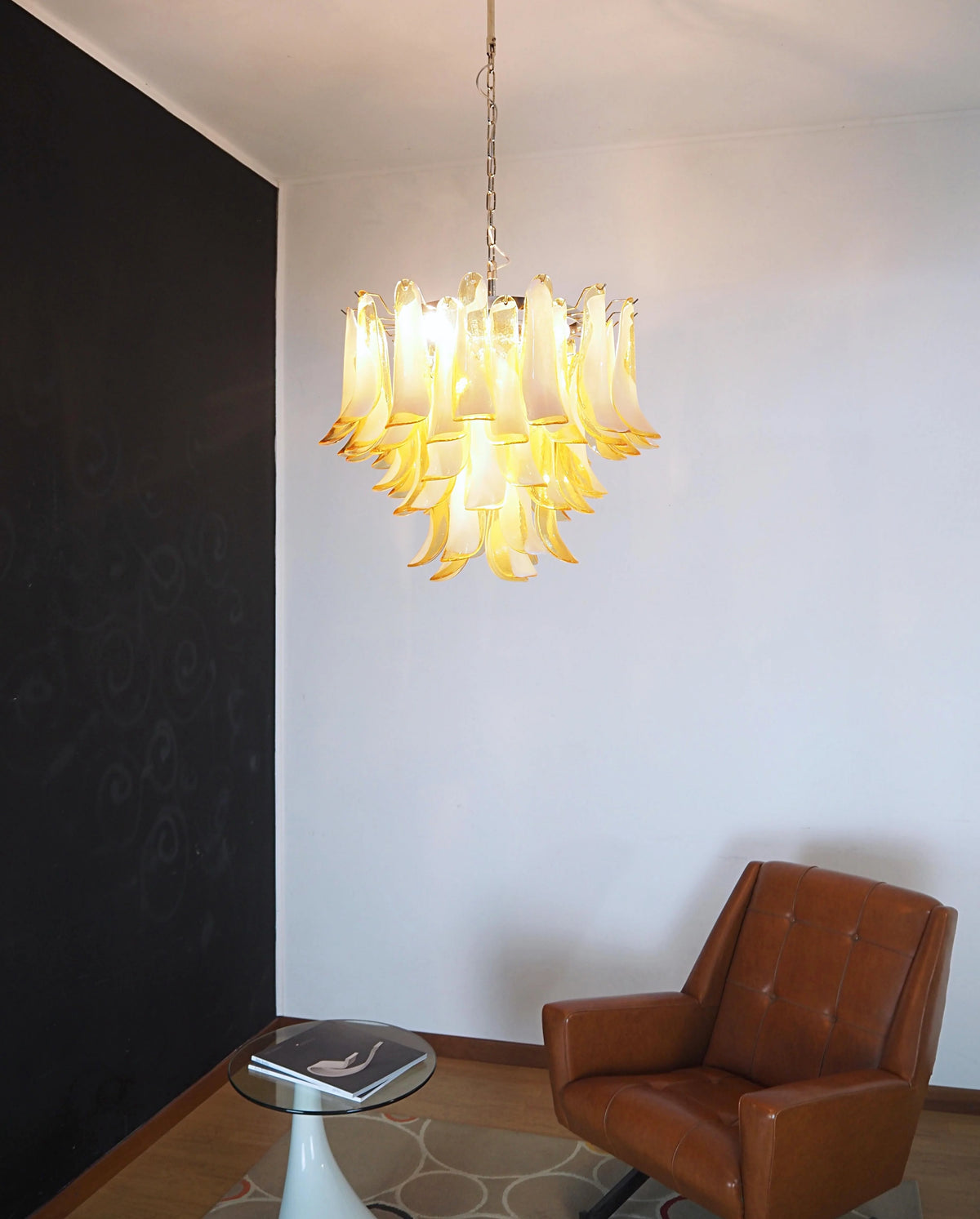 Vintage Caramels Glass Murano Petals Chandelier