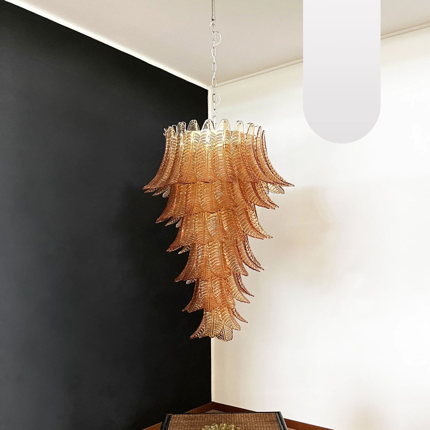 Murano Amber Felch Spiral Chandelier