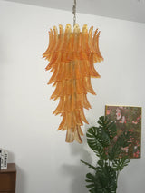 Murano Amber Felch Spiral Chandelier