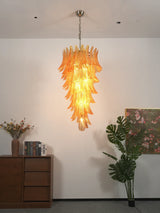 Murano Amber Felch Spiral Chandelier