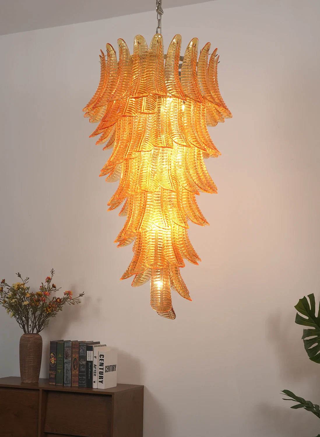 Murano Amber Felch Spiral Chandelier