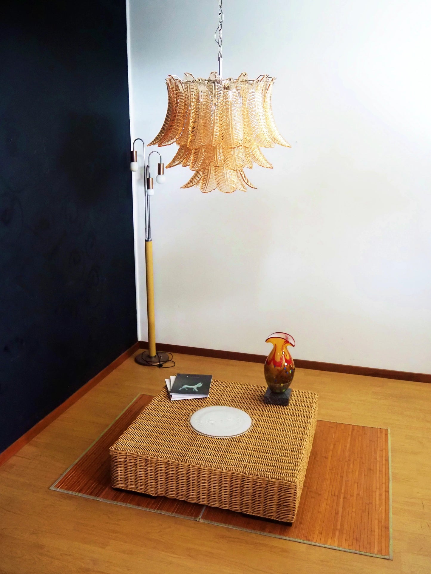 Murano Amber Ferns Glass Chandelier