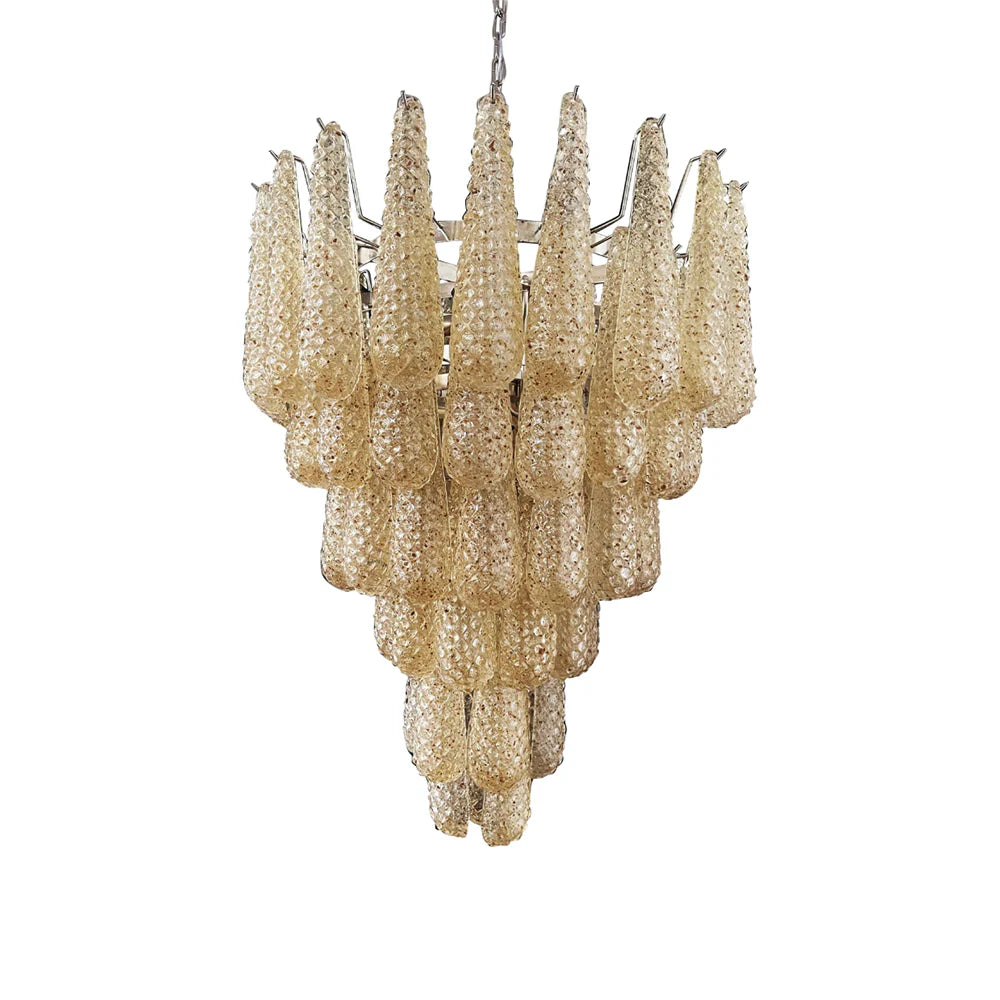 Vintage Amber Murano Glass Petals Drop Chandelier Main image