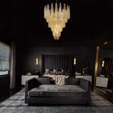 Vintage Amber Murano Glass Petals Drop Chandelier