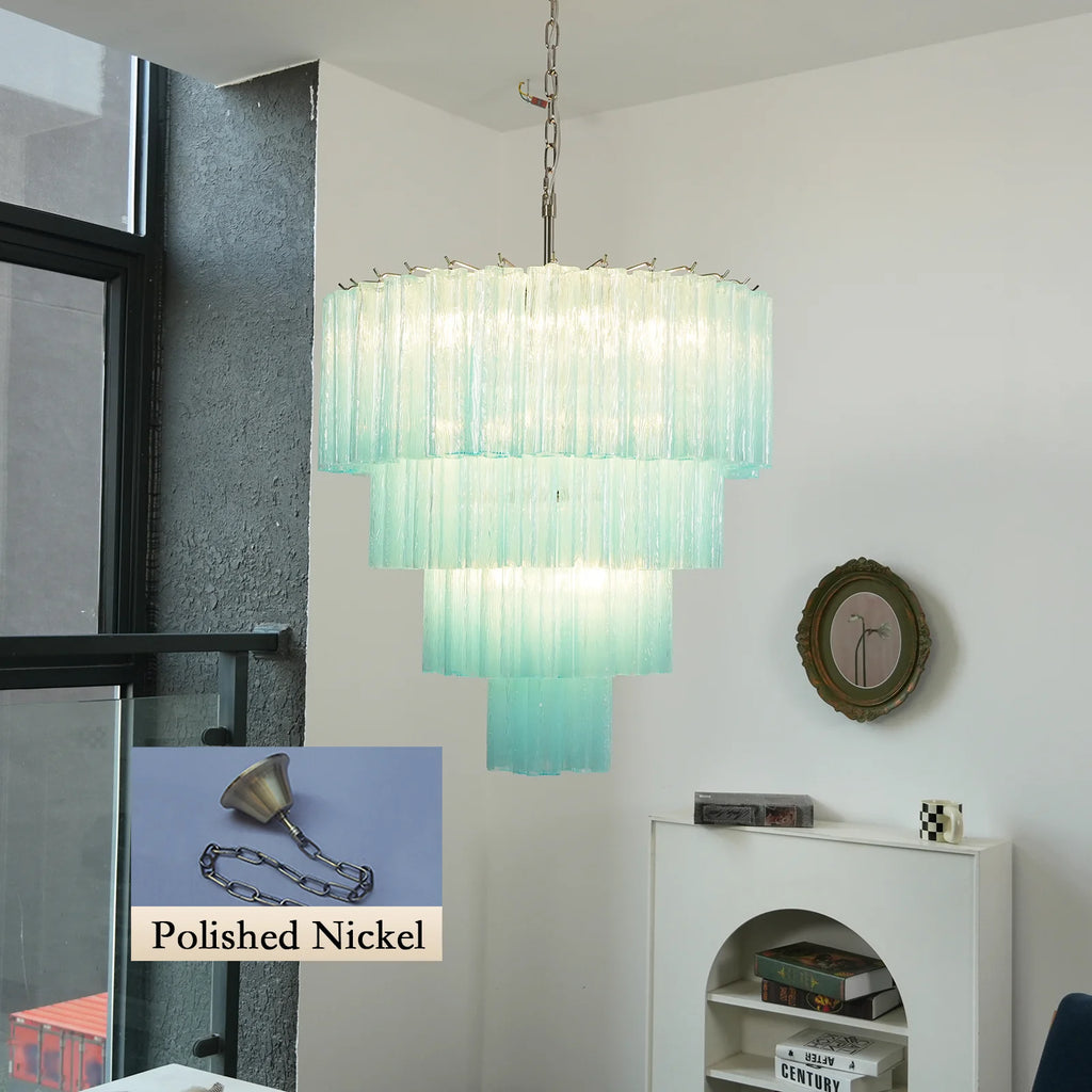 Murano Blue Glass Tubes Chandelier