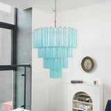 Murano Blue Glass Tubes Chandelier