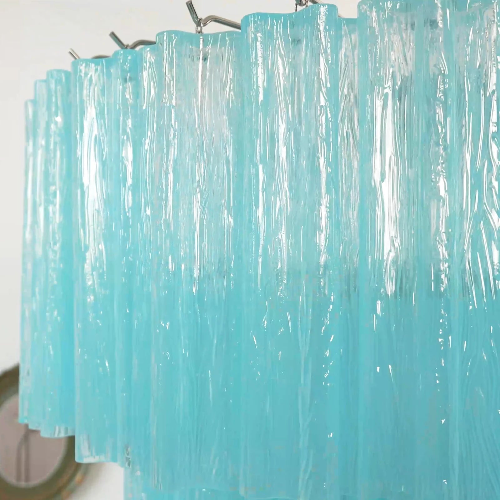 Murano Blue Glass Tubes Chandelier