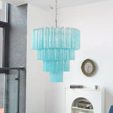 Murano Blue Glass Tubes Chandelier