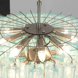Murano Blue Glass Tubes Chandelier
