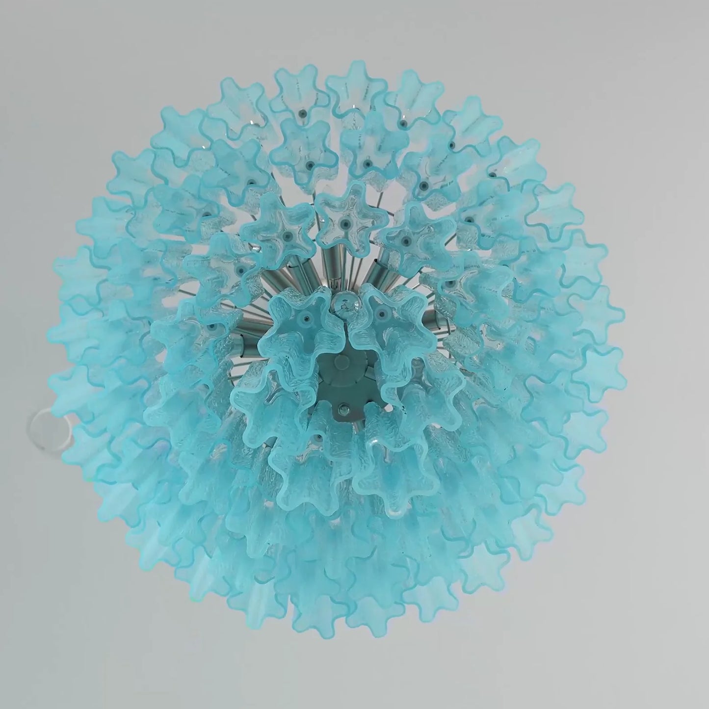 Murano Blue Glass Tubes Chandelier