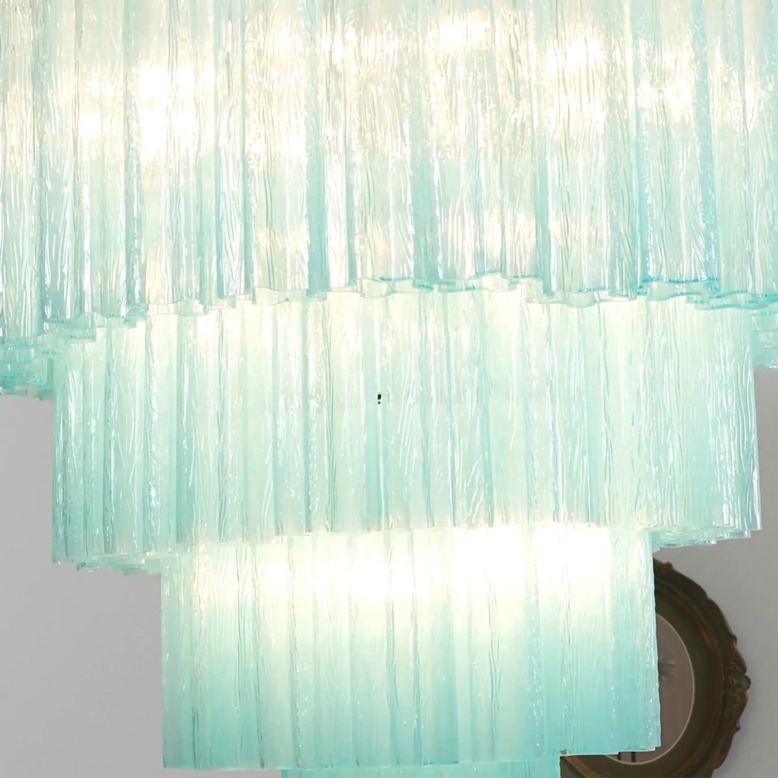 Murano Blue Glass Tubes Chandelier