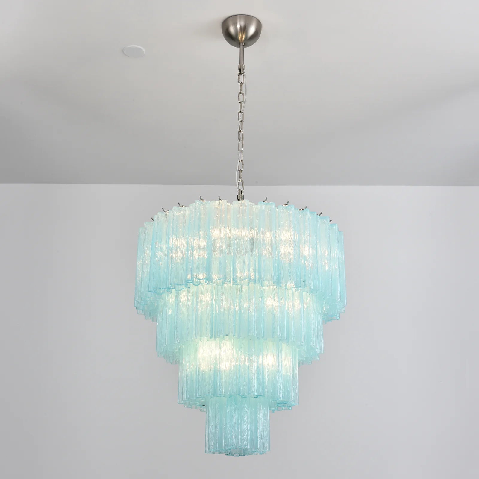 Murano Blue Glass Tubes Chandelier