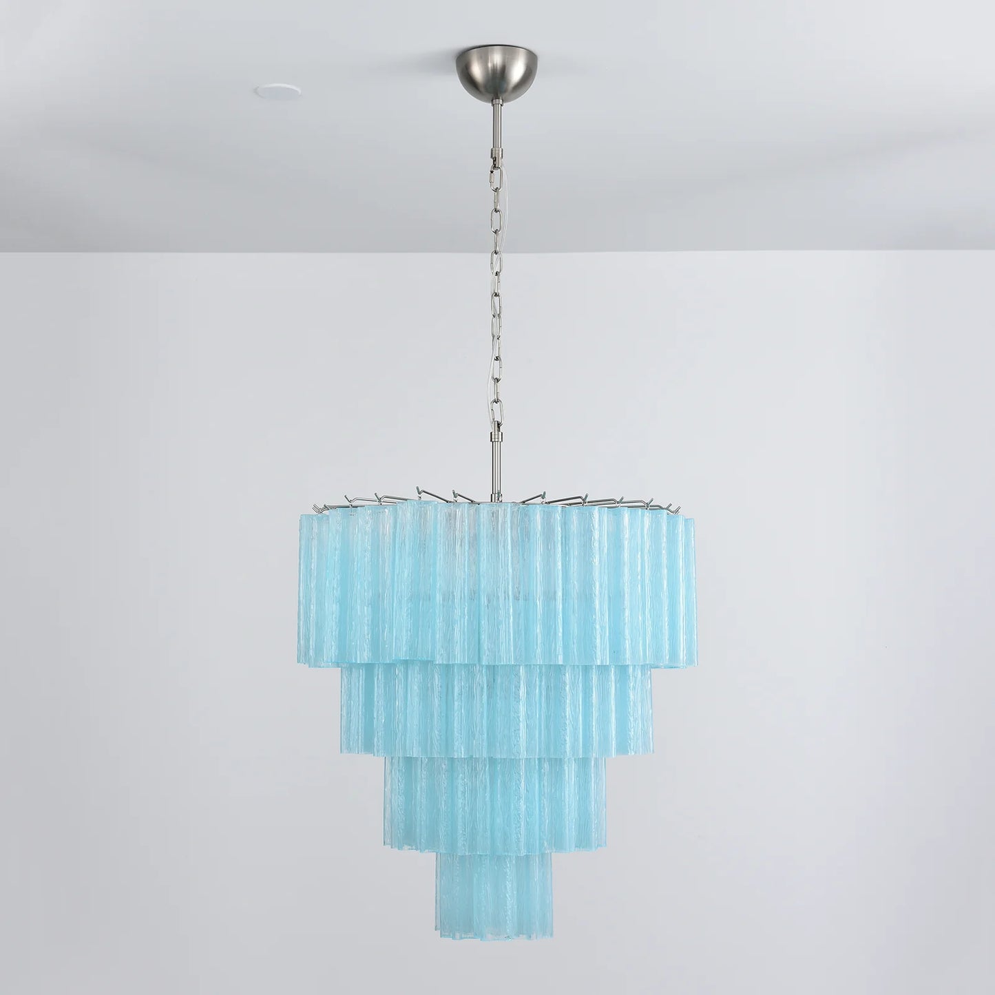 Murano Blue Glass Tubes Chandelier