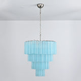 Murano Blue Glass Tubes Chandelier