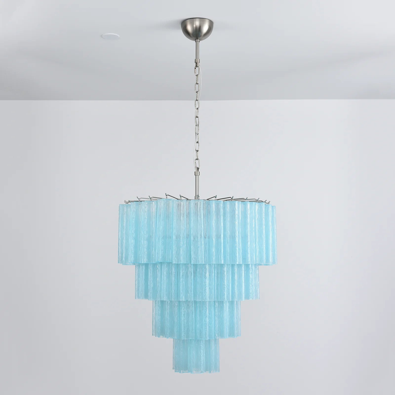 Murano Blue Glass Tubes Chandelier