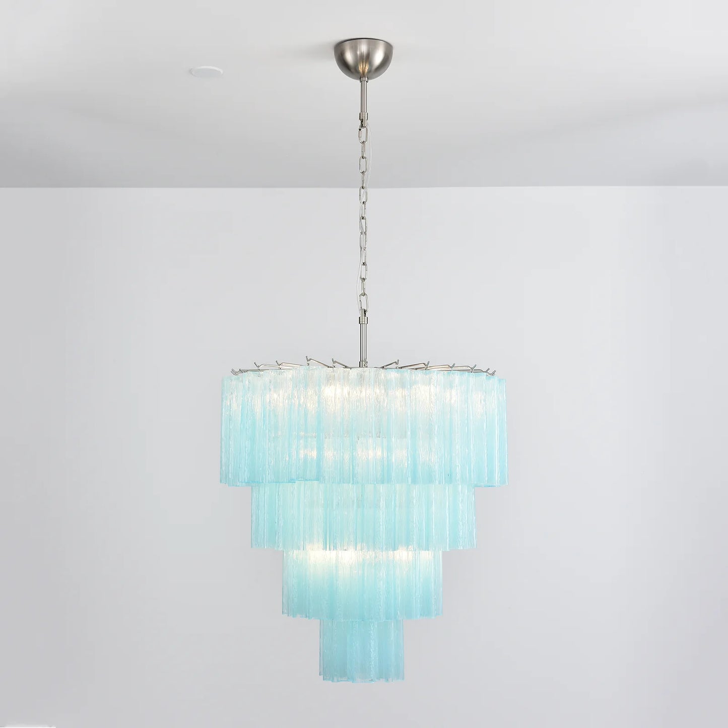 Murano Blue Glass Tubes Chandelier