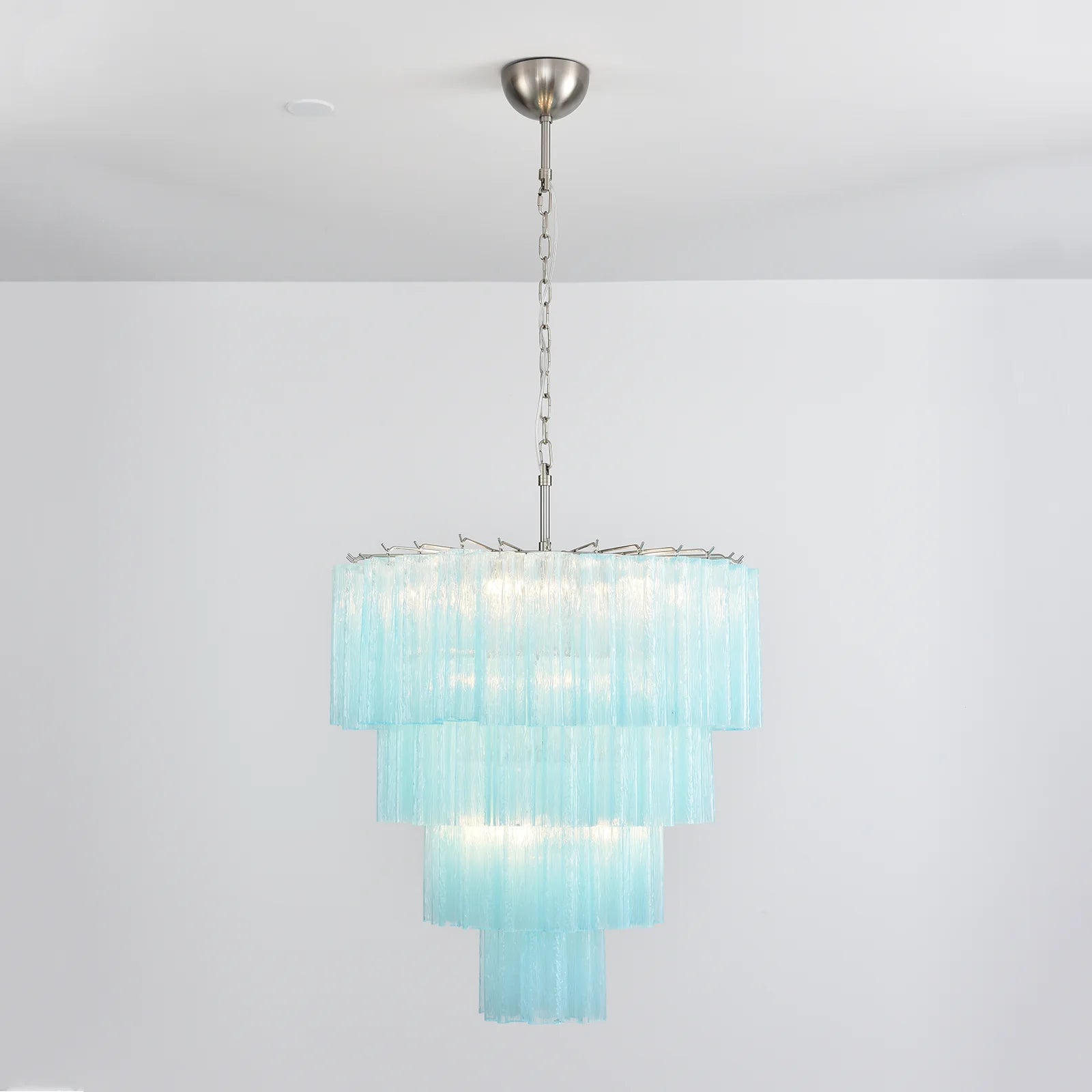 Murano Blue Glass Tubes Chandelier