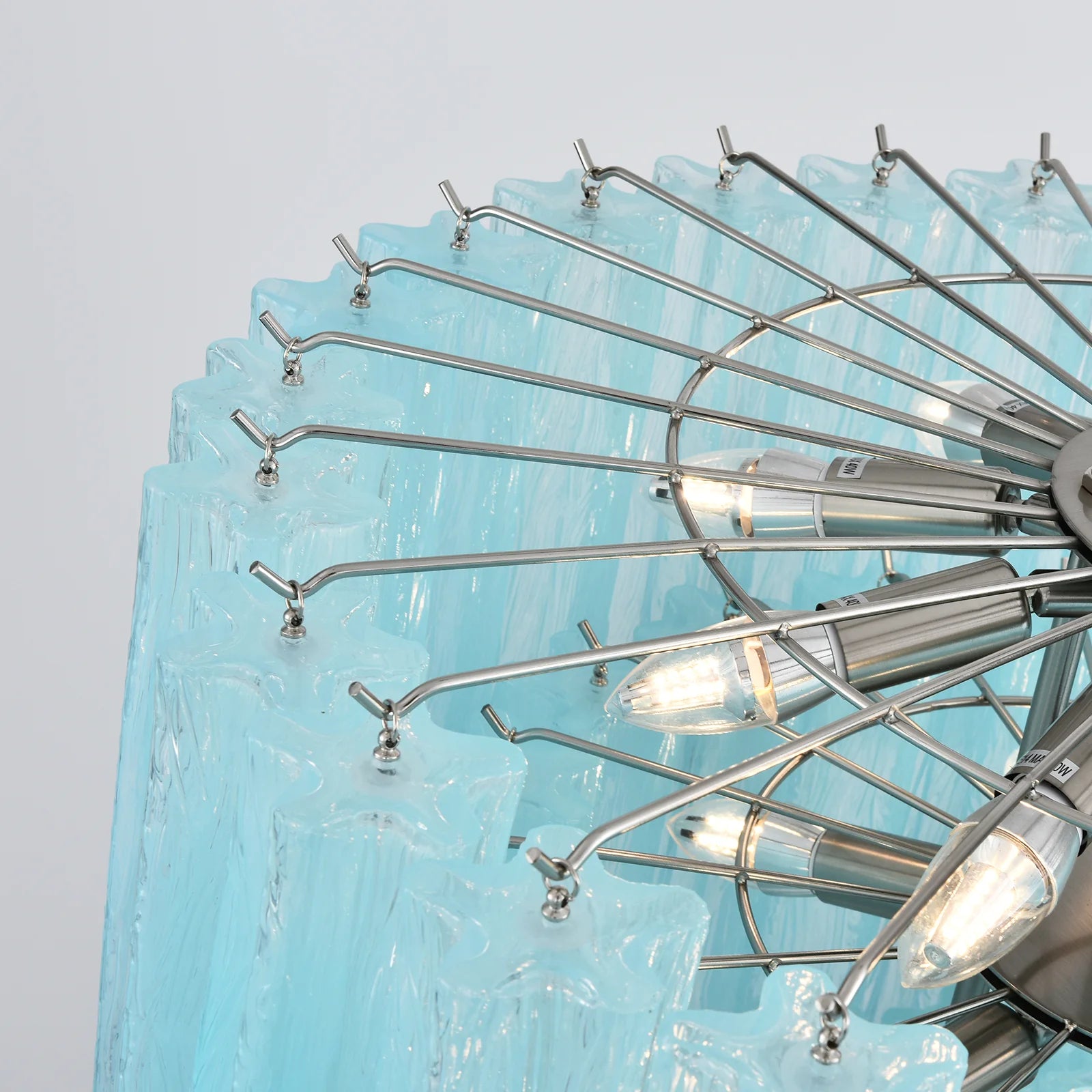 Murano Blue Glass Tubes Chandelier