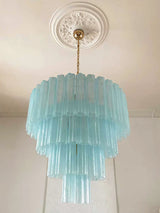 Murano Blue Glass Tubes Chandelier