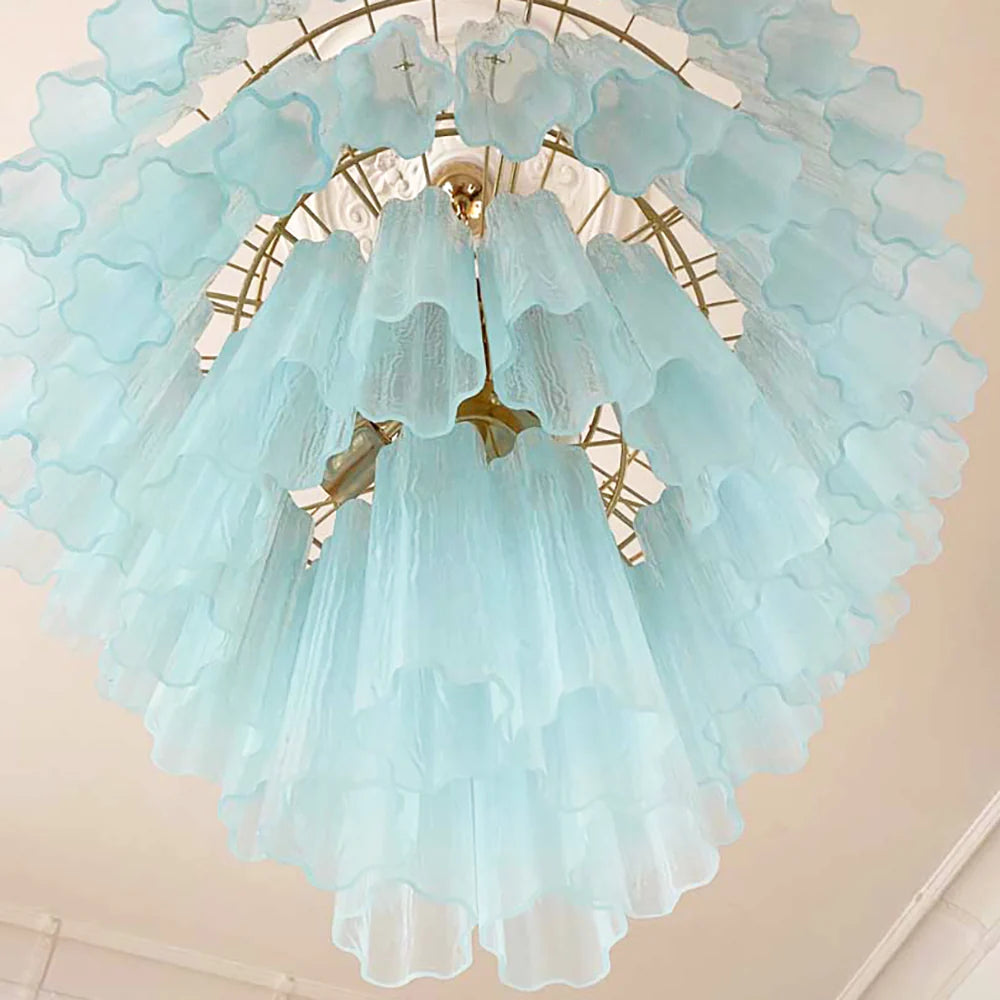 Murano Blue Glass Tubes Chandelier