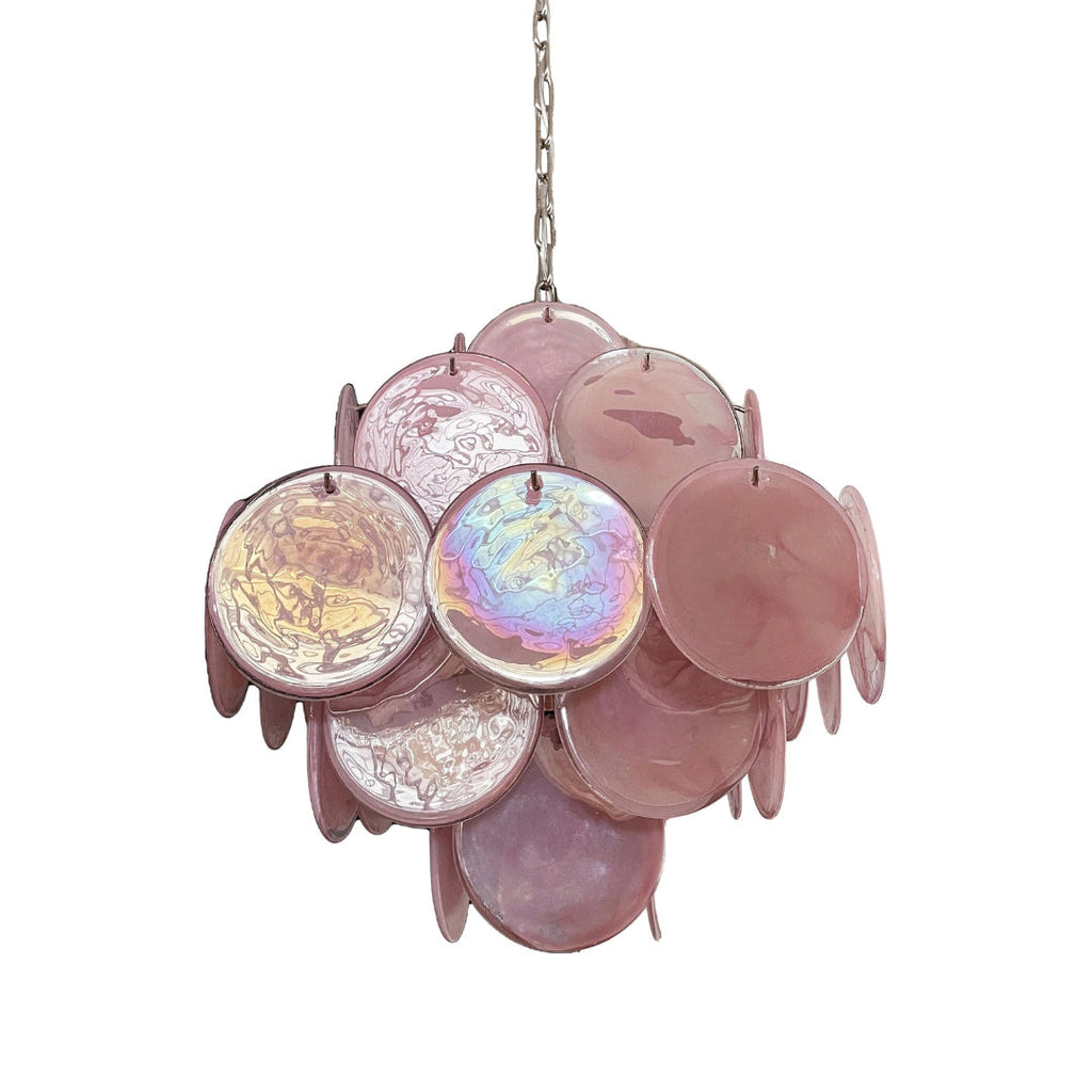 Murano Glass Pink Disks Chandelier 36