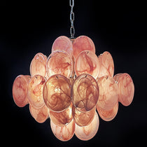 Murano Glass Pink Disks Chandelier 36
