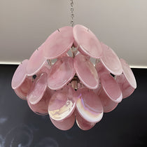 Murano Glass Pink Disks Chandelier 36