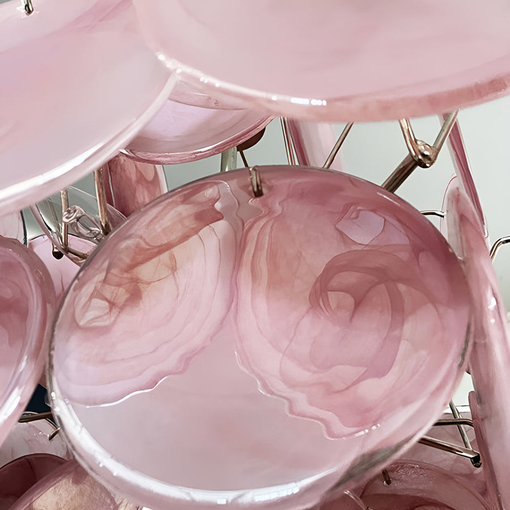 Murano Glass Pink Disks Chandelier 36