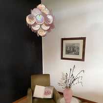 Murano Glass Pink Disks Chandelier 36