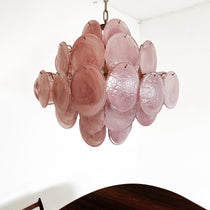 Murano Glass Pink Disks Chandelier 36