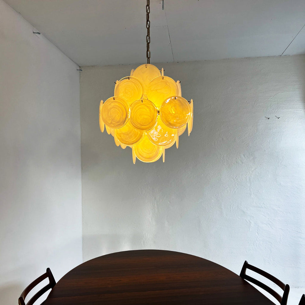Murano Glass White Disks Chandelier 36