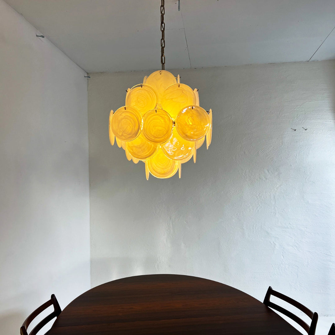Murano Glass White Disks Chandelier 36