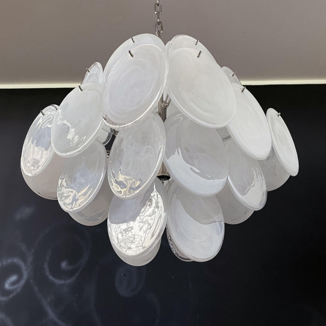 Murano Glass White Disks Chandelier 36