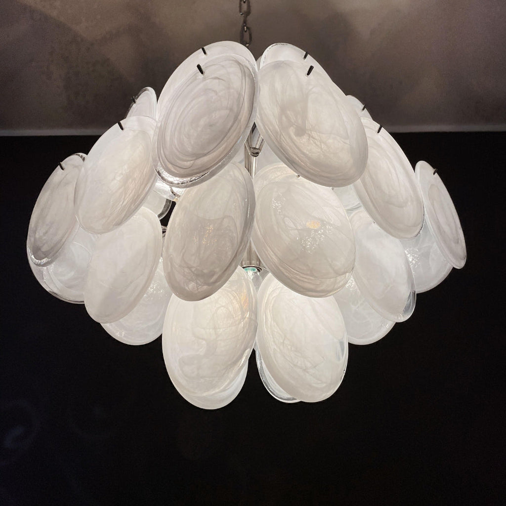Murano Glass White Disks Chandelier 36